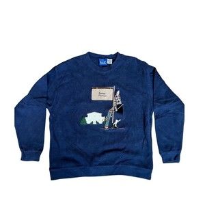 Vintage Womens EP Pro Blue Golf Cardigan Sweater Large Women Golfer Print